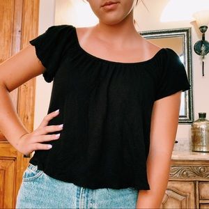 H.I.P. Black Short Sleeve Flowy Top